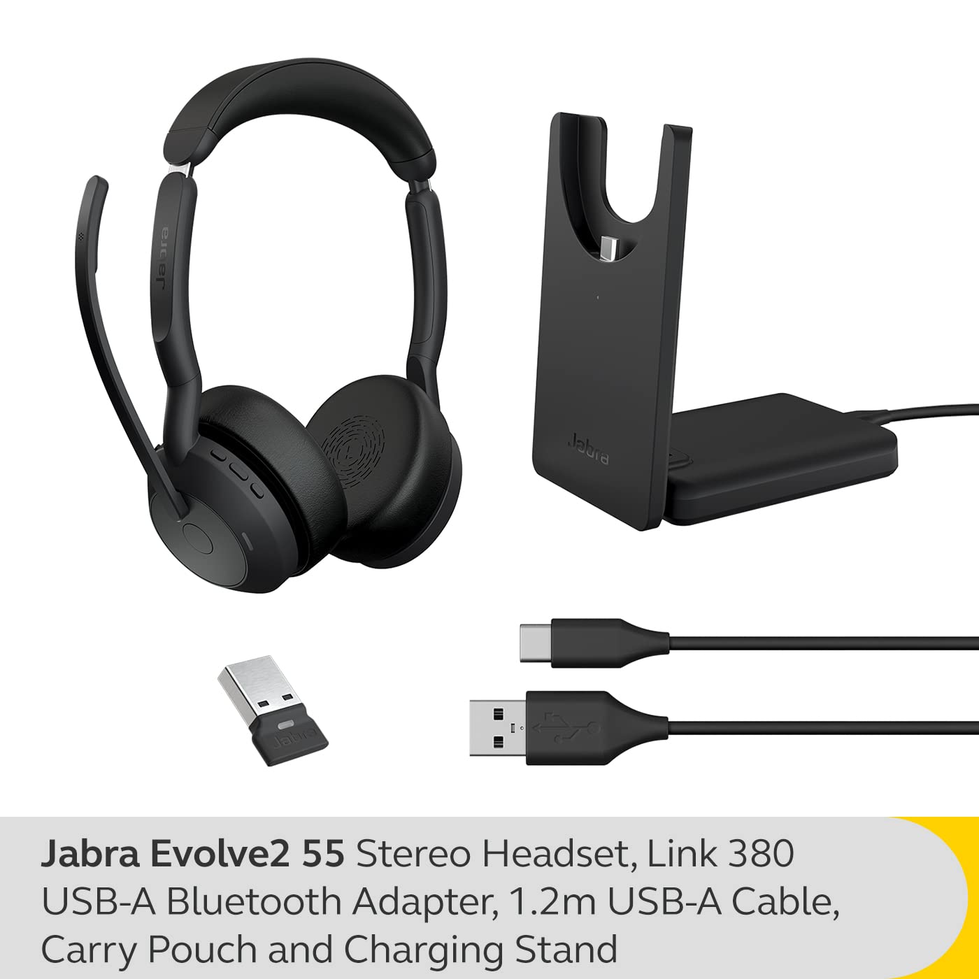 Jabra Evolve2 55 Stereo Wireless Headset with Charging Stand, Air Comfort Technology, Noise-cancelling Mics - Image 2