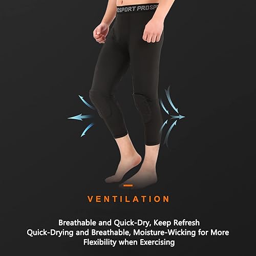 Miniatura 4 de SS COLOR FISH Leggings de baloncesto para hombre con rodilleras, mallas de compresión 34, pantalones deportivos atléticos de capa base