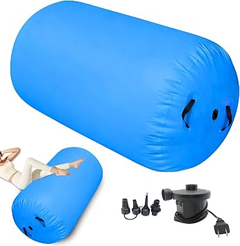 Air Roller Gymnastics Barrel Back Handspring Trainer Tumbling Mat Equipment | Tumbling Roller Pump Included for Gym, Yoga, Balance Practice, Indoor Play, Cheerleading, Dance, Fitness Equipment
