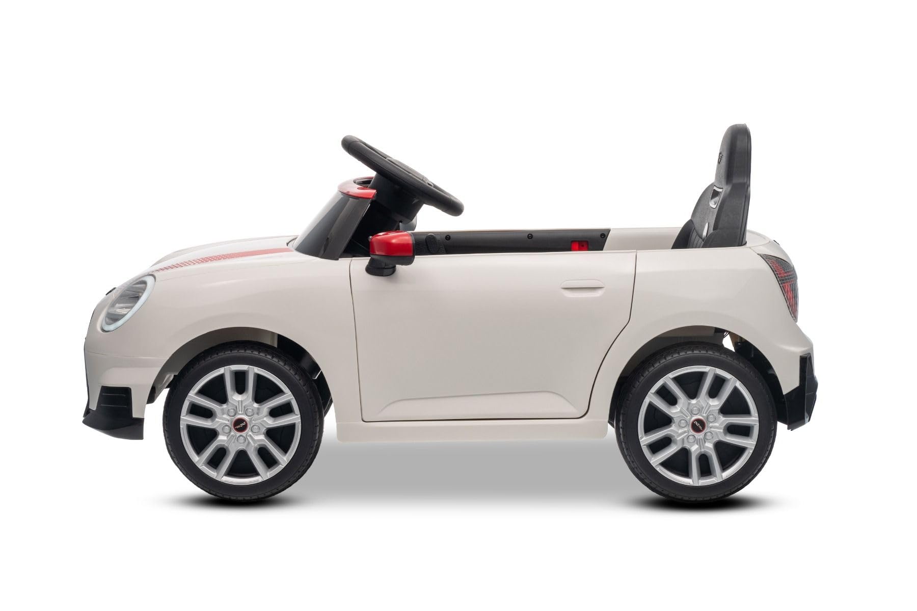 Elektrisches Kinderfahrzeug BMW Mini Cooper 12V, weiß, MP3-Player mit USB- und Bluetooth-Anschluss, 2,4-GHz-Fernbedienung, 2 x 25 W Motor, Lithium-Akku, LED-Lichter, ORIGINAL-Lizenz