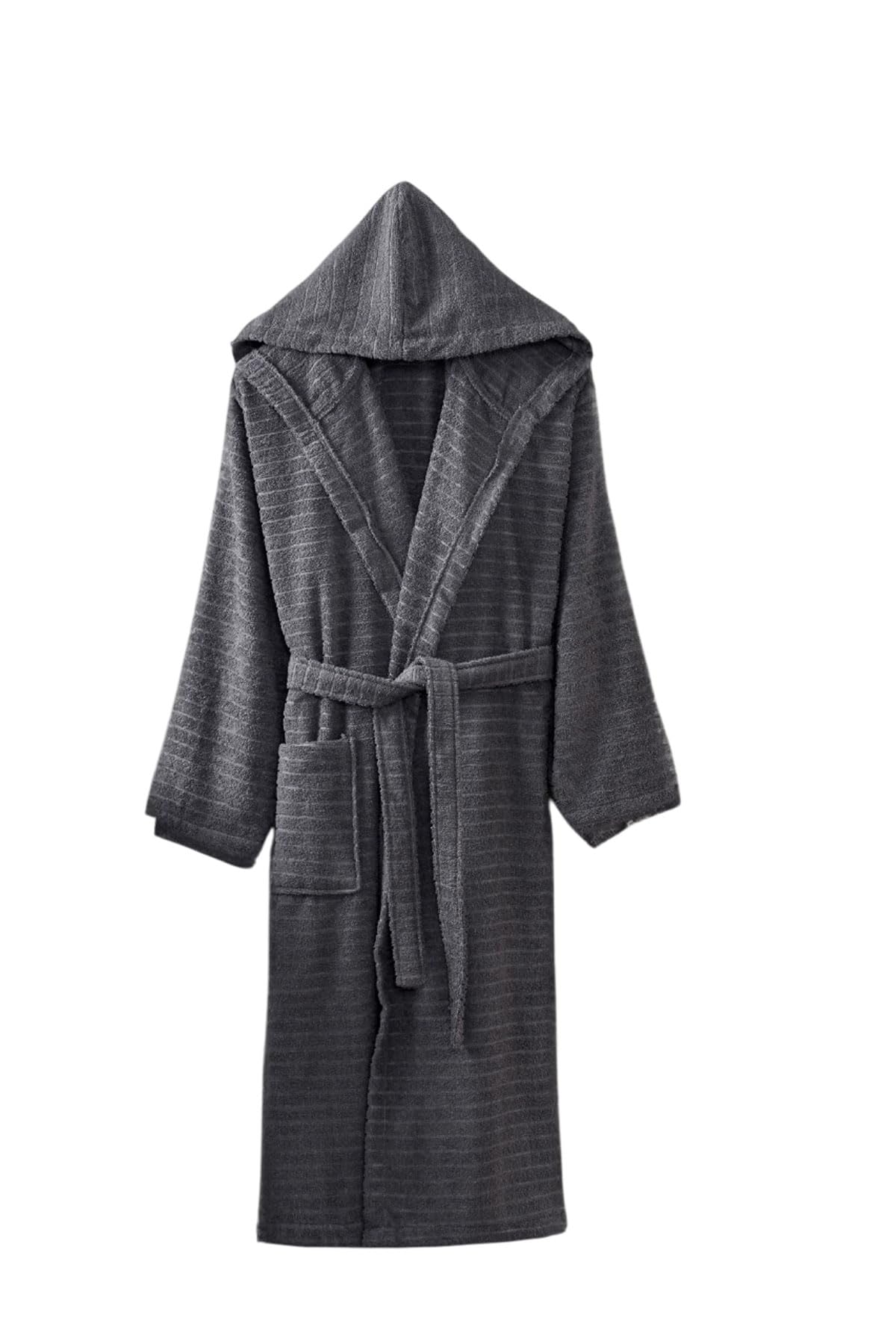 Mira Home Kapüşonlu Unisex Banyo Bornozu%100 Soft Pamuklu Gri XXL
