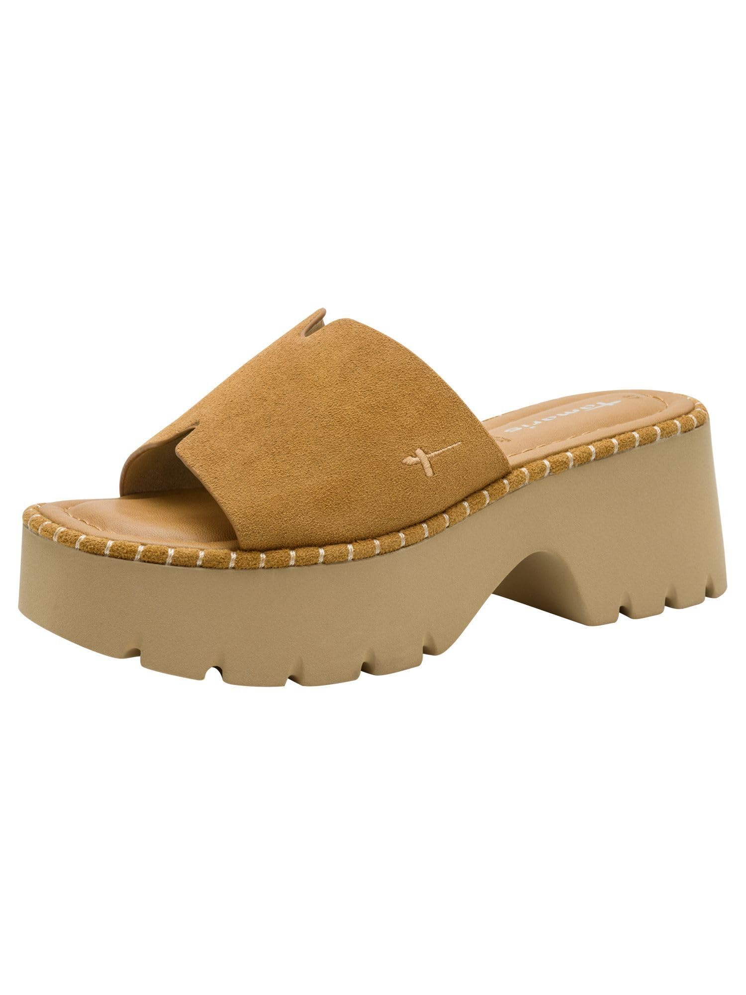 Tamaris Women's leather mule with block heel brown 3.5 UK
