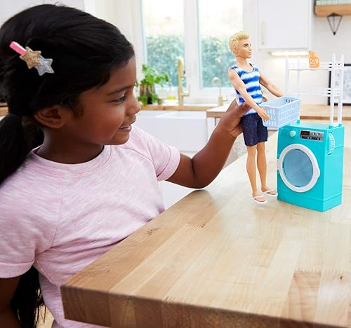 Miniatura 2 de Barbie Ken Laundry - Juego con temática de lavandería con muñeca Ken y lavadora/secadora giratoria