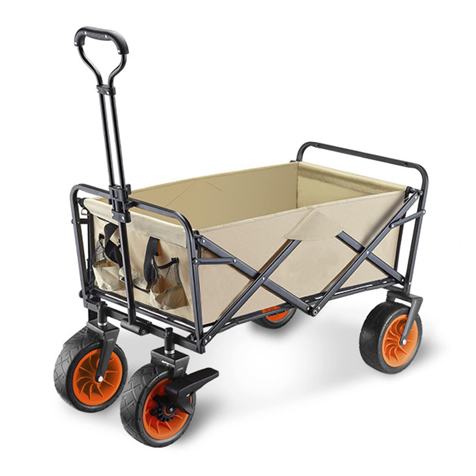 FHRKA Heavy Duty Folding Wagon Cart - Portable Outdoor Beach Utility Cart with All-Terrain Wheels for Gardening, Camping, Fishing