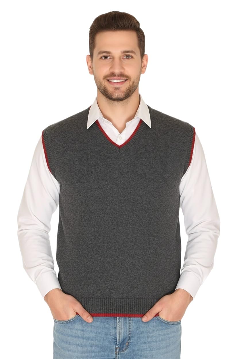 Men's Regular Fit Half Sleeve Winter wear V- Neck Wool Sweater for Men Availabel Size M=38,L=40,XL=42