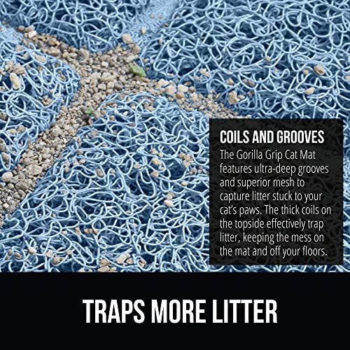 Image of Gorilla Grip Durable Cat Litter Mat (24x17), No Phthalate, Water Resistant, Traps Litter from Box and Cats, Scatter Control, Soft on Kitty Paws, Easy Clean Cat Mat (Light Blue)