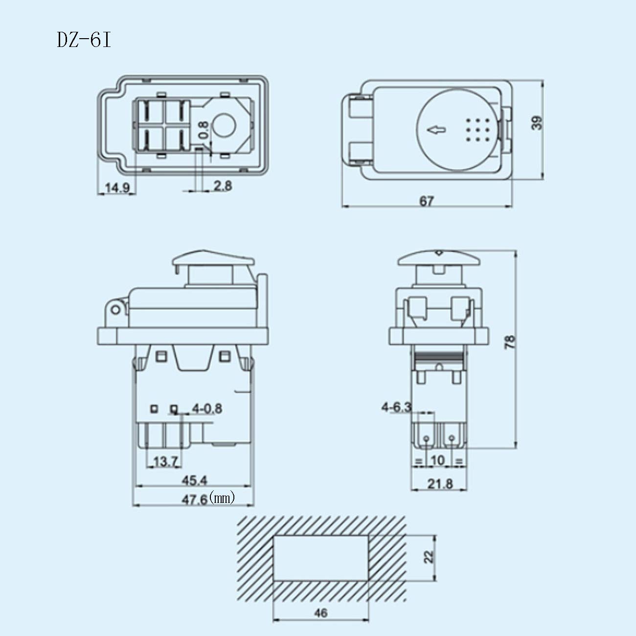 Commutateur électromagnétique DKLD DZ-6I Interrupteurs à bouton-poussoir d'arrêt d'urgence pour équipement de machine-outil industriel Ac 250V 16 (15) A 5E4 DZ-6 IP55