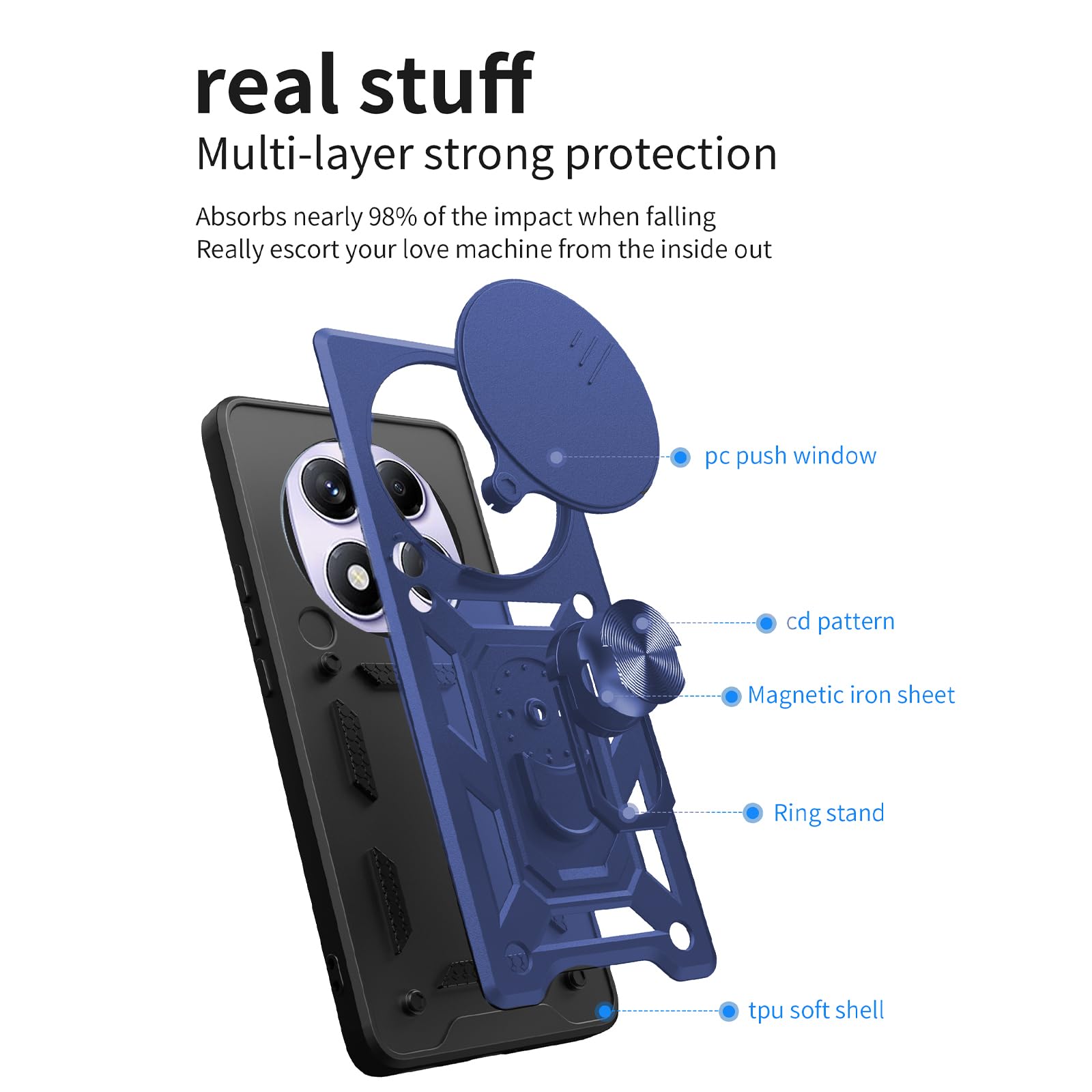 Custodia MEMELOKA Per Xiaomi 13 Con Supporto Pieghevole, Doppio Strato TPU E PC, Protezione Militare Antigraffio, Nero