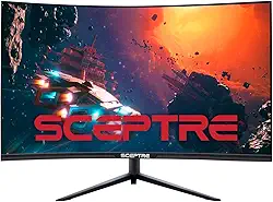 Sceptre Monitor Gamer Curvo 2K De 32 Polegadas Qhd 2560 X 1440 Até 165 Hz 144 Hz 1 Ms Hdr400 400 Lux Amd Freesync Premium, Displayport Hdmi Com Altura Ajustável, Alto-Falantes Integrados, Preto (C3