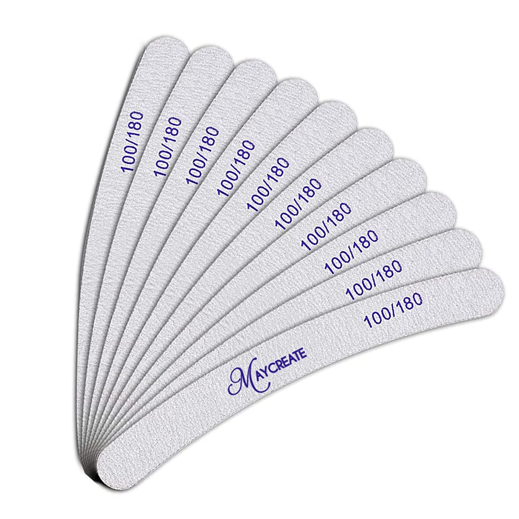 Sponsored Ad - 10PCS Nail Files, Professional Nail File Set, Curved Fingernail files, 100/180 grit Double-Sided Emery Board Manicure Tools for Home and Salon Use