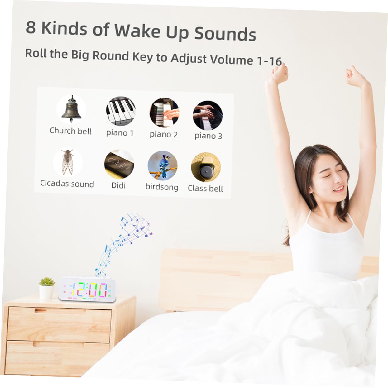 Radio Despertador de Pantalla Grande para Dormitorio Radio y Función de Carga USB como Despertador Digital para Obsequio