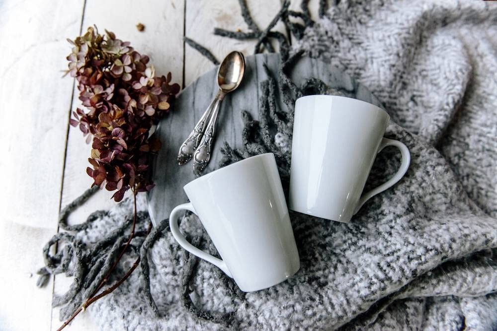 Glasmark Krosno - Set di tazze in ceramica, 0,28 litri, in ceramica, per caffè, tè, tè, acqua, accessori da cucina, regali per compleanno, bianco, 6 x 280 ml