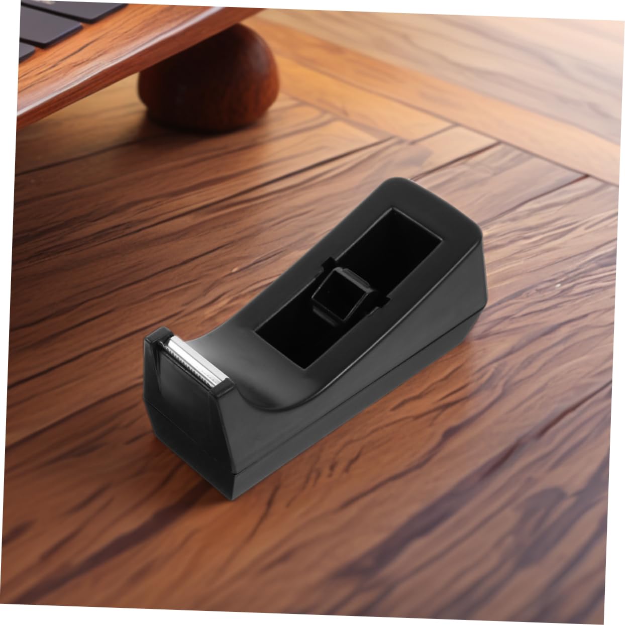 Distributore di Nastro Adesivo da Scrivania Piccolo Nero | Abs e Acciaio Inox, Design Compatto Estetico, Uso Multiuso per Ufficio e Casa