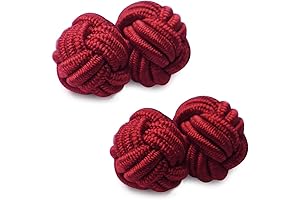 Silk Knot Cufflinks Fabric Business Wedding Shirt with Red Cuff Links