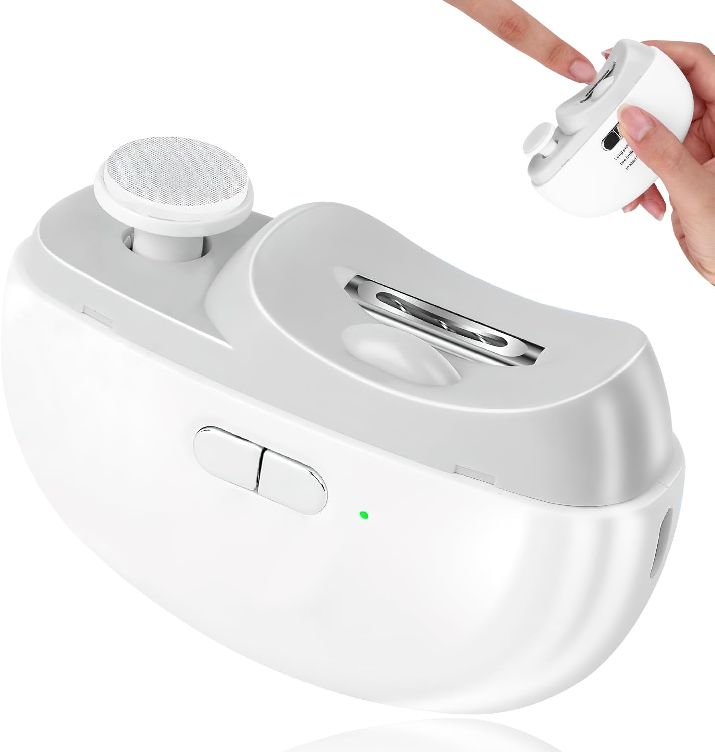 2025 Upgraded Electric Nail Clipper, Electric Nail File, 2 Speeds Automatic Nail Trimmer with LED Light & Clip Storage - USB Rechargeable for Baby, Kids, Adults, Seniors S White