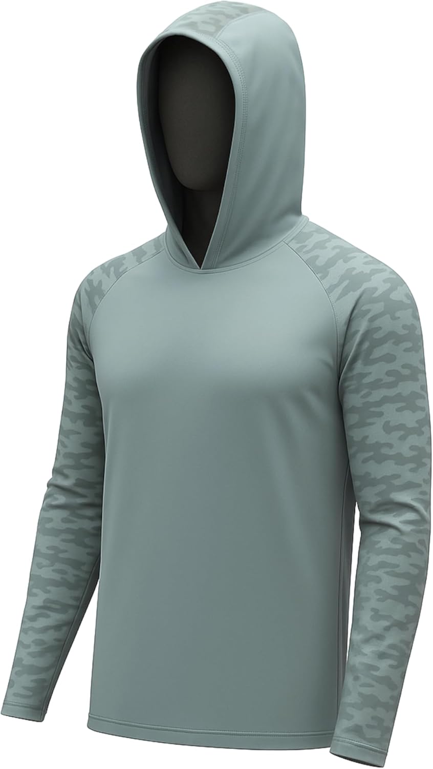 Permethrin Insect Repellent Mens Athletic Hoodies Long Sleeve Fishing Shirts SPF 50+ UV Sun Shirt Protection Rash Guard