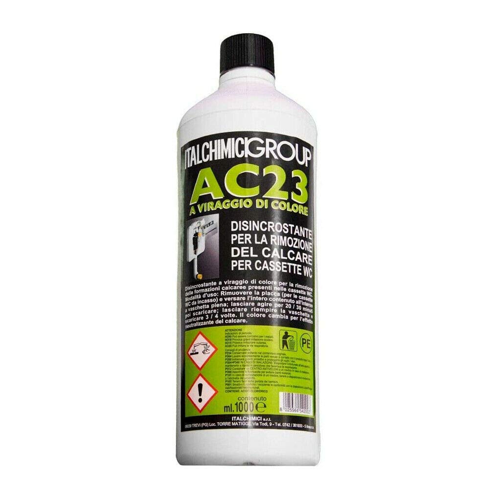 italchimici group Disincrostante AC23 per Cassette WC Incasso Geberit e Cassette WC Esterne per la Rimozione del Calcare - 1 litro