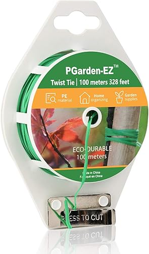 Twist Ties - Lazos de jardín recubiertos de polietileno de 328 pies con cortador para jardinería, tomates, enredaderas y organización de cables de