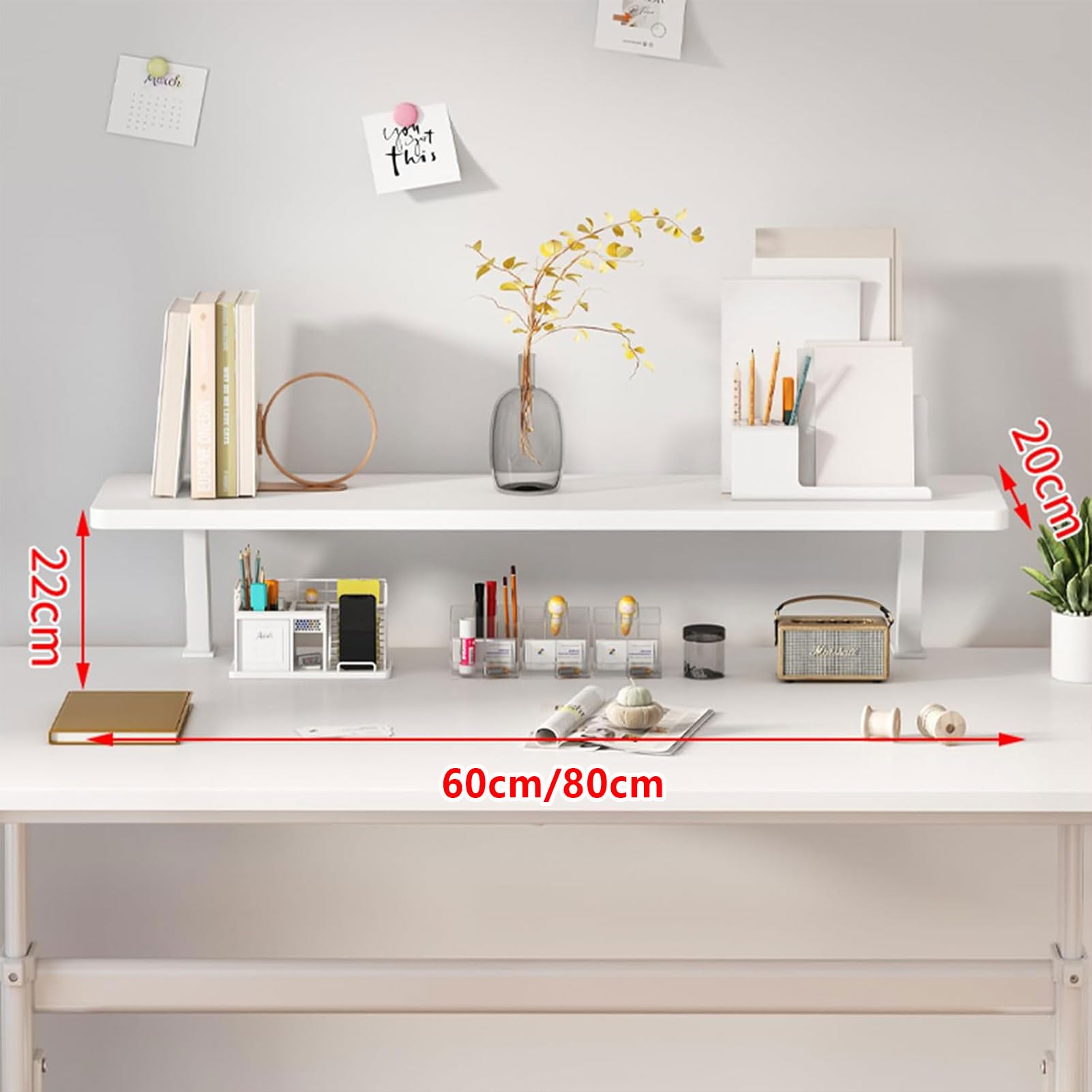 Klemmbares Schreibtisch Organizer Regal 60x20cm, Adjustable Desk Shelf Clamp mit Klemme TischverläNgerung Klemmbar Aufbewahrungsregal für Office, Schule