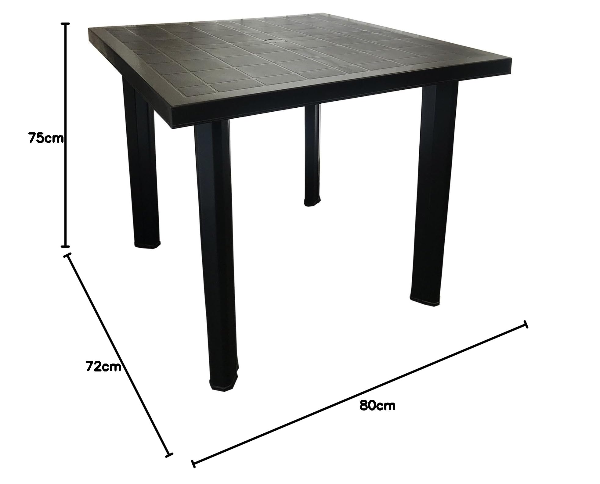 Mojawo Bistrotisch Kunststoff Outdoor Tisch Anthrazit eckig Balkontisch Gartentisch Terrassentisch Wetterfest L80xB75xH72cm