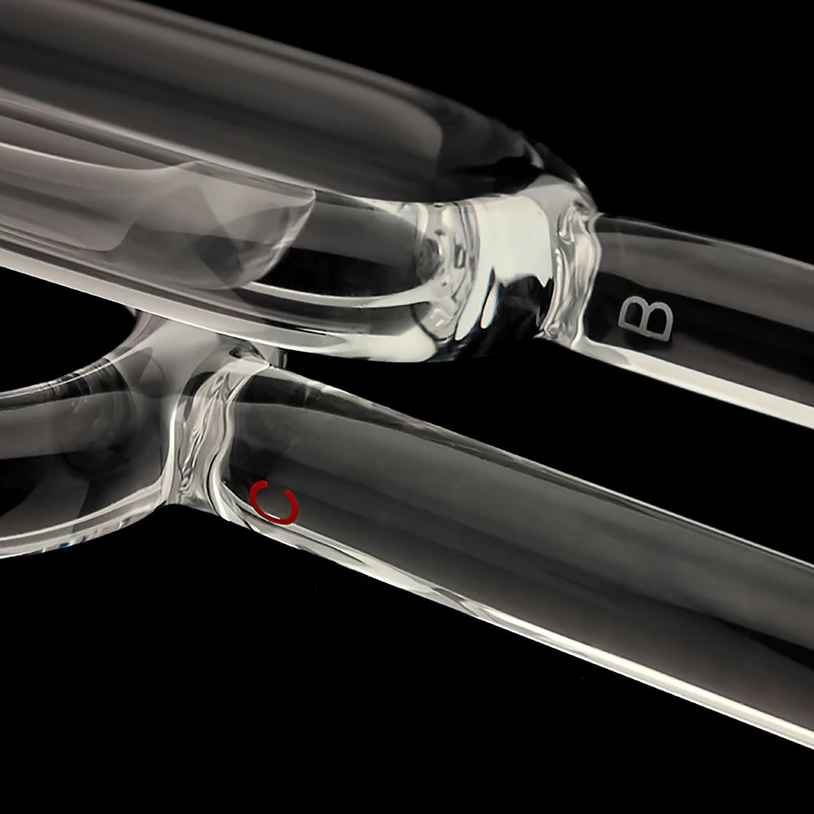 Diapasón de cristal de cuarzo transparente, con marca de tono