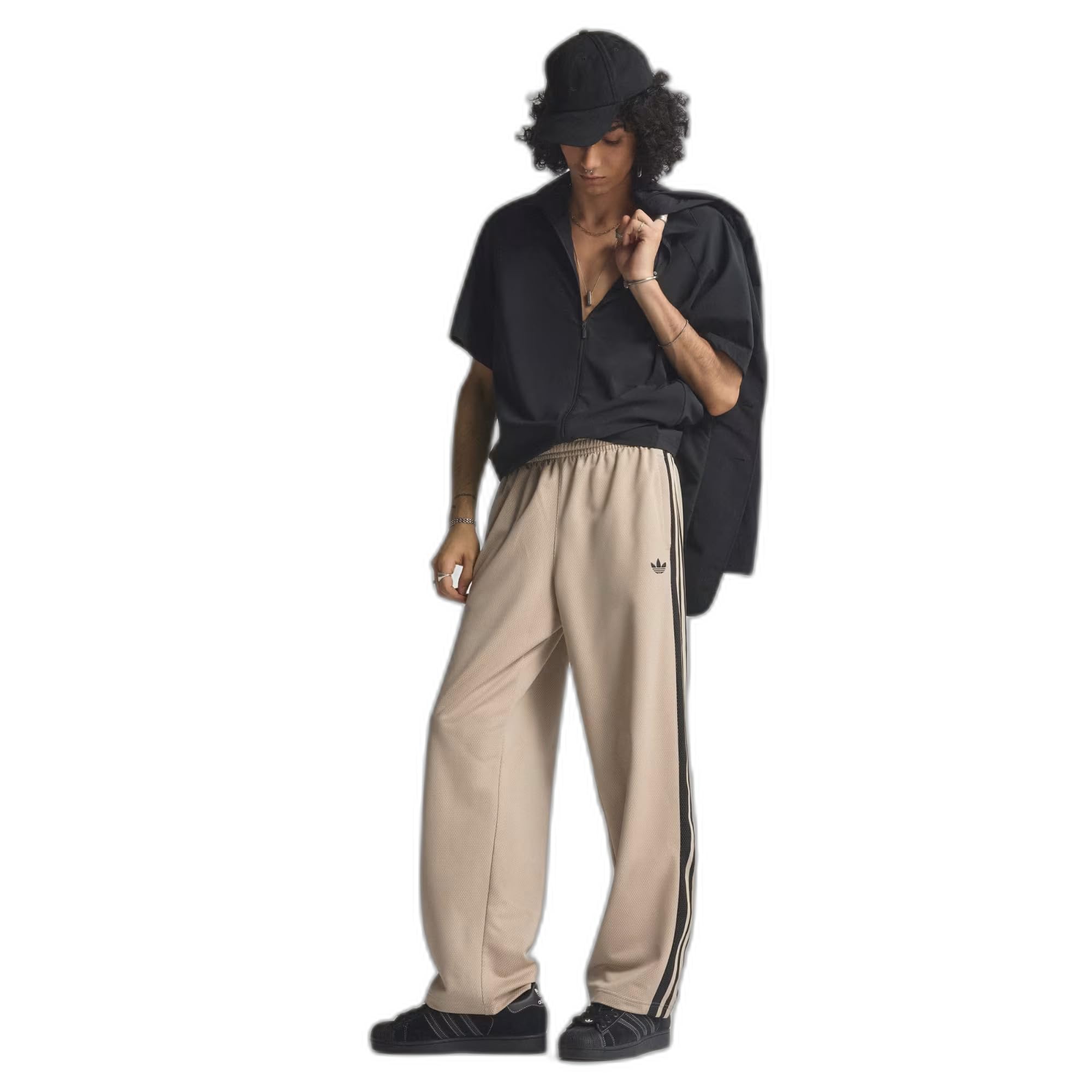 adidas Pantalones de chándal para hombre de malla holgada