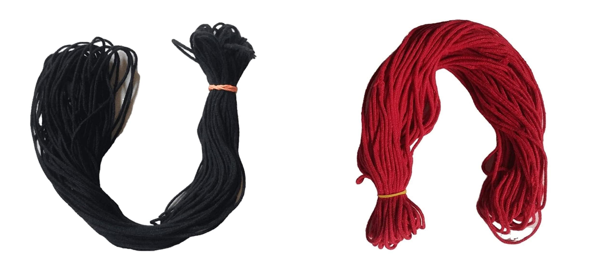 Combo Pack of Cotton Soft Black Thread (20 Meters Pack of 1) Kala Dhaaga + Red (20 Meters Pack of 1) Lal Dhaaga - Nazar suraksha