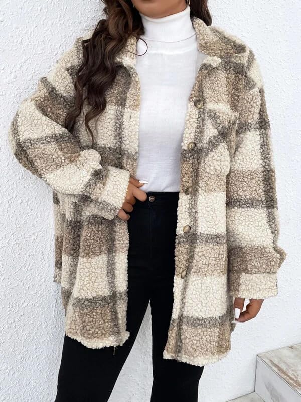 Plus szie Fuzzy Teddy Coat Oversized Sherpa Jacket keep warm2