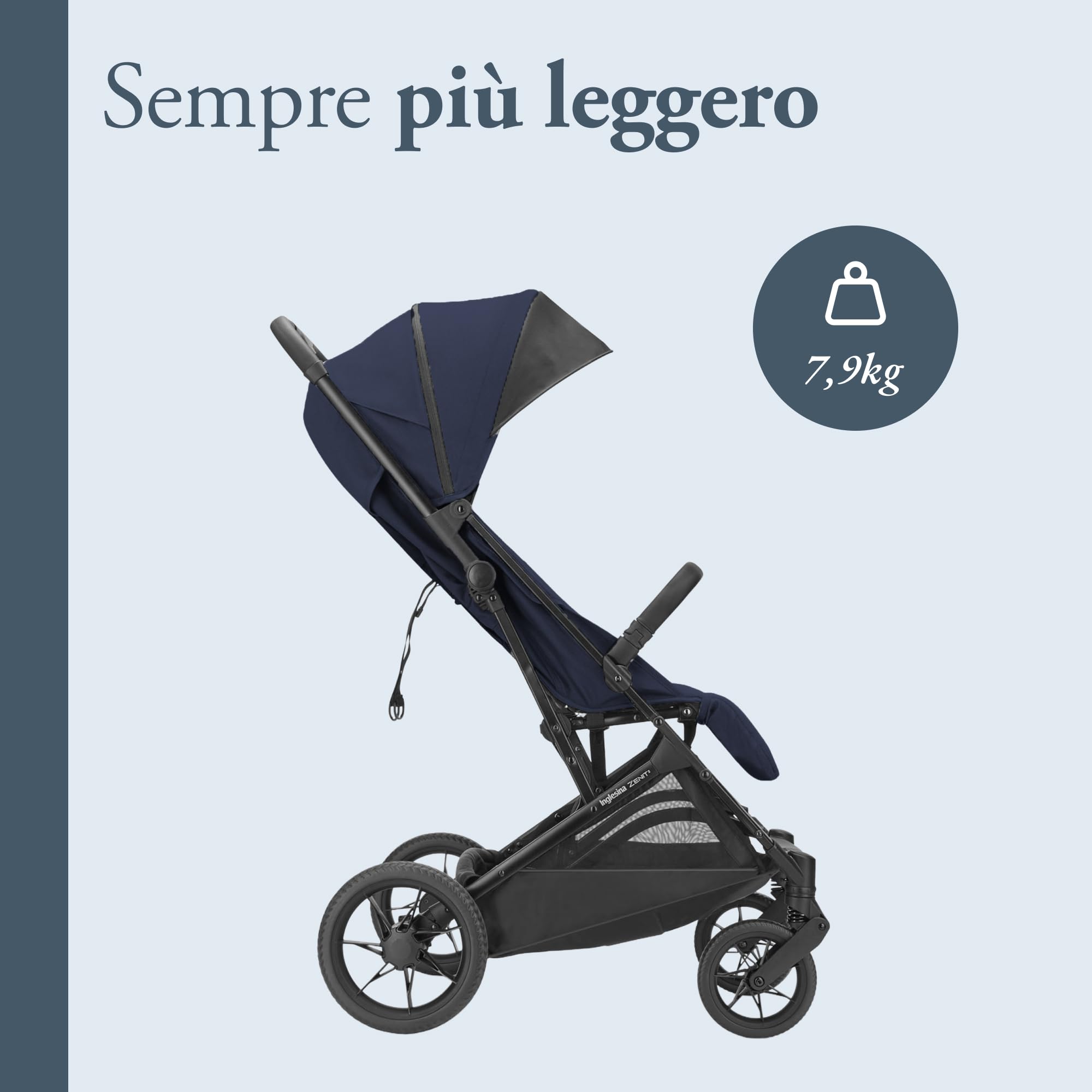 Inglesina Zenit 2 Passeggino, Polar Blue, Compatto e Leggero, Adatto fino a 22 kg, Schienale Reclinabile, Ruote con Sospensioni, Seduta Ampia, Esclusiva Amazon