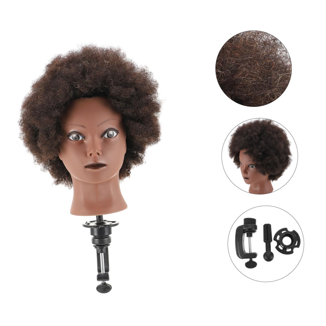 Afro Übungskopf für Friseursalon und Barbier Schwarz