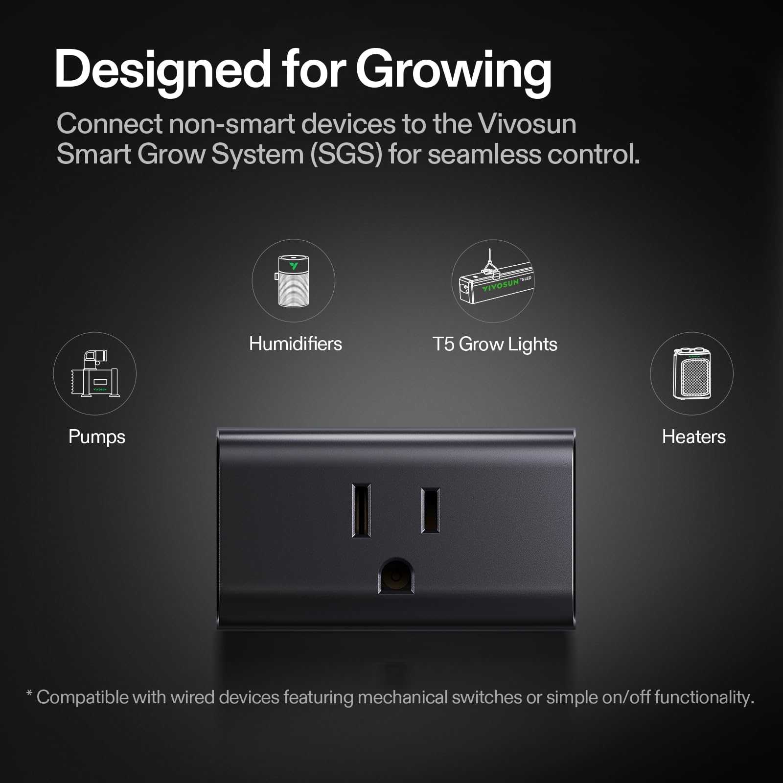 VIVOSUN GrowHub Outlet Controller A10, Smart WiFi Outlet, Smart Plug, 15A 1800W, Remote Control, Compatible with Vivosun App for Grow Tent
