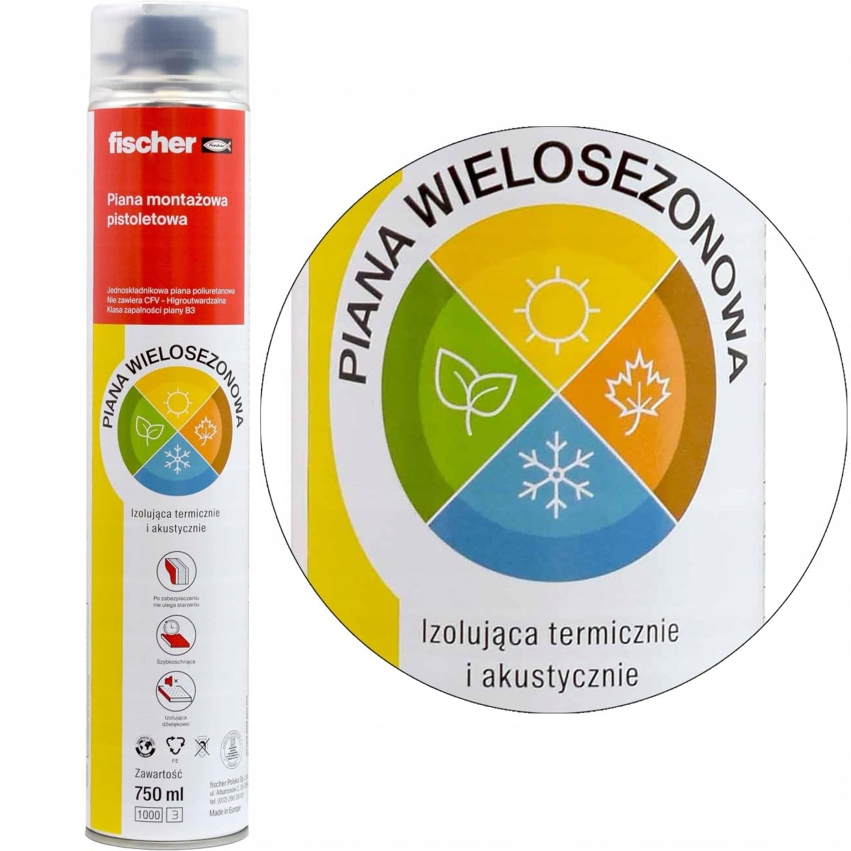 Pianka montażowa zimowa i całoroczna – 750 ml, pianka do pistoletu (6 x 750 ml)