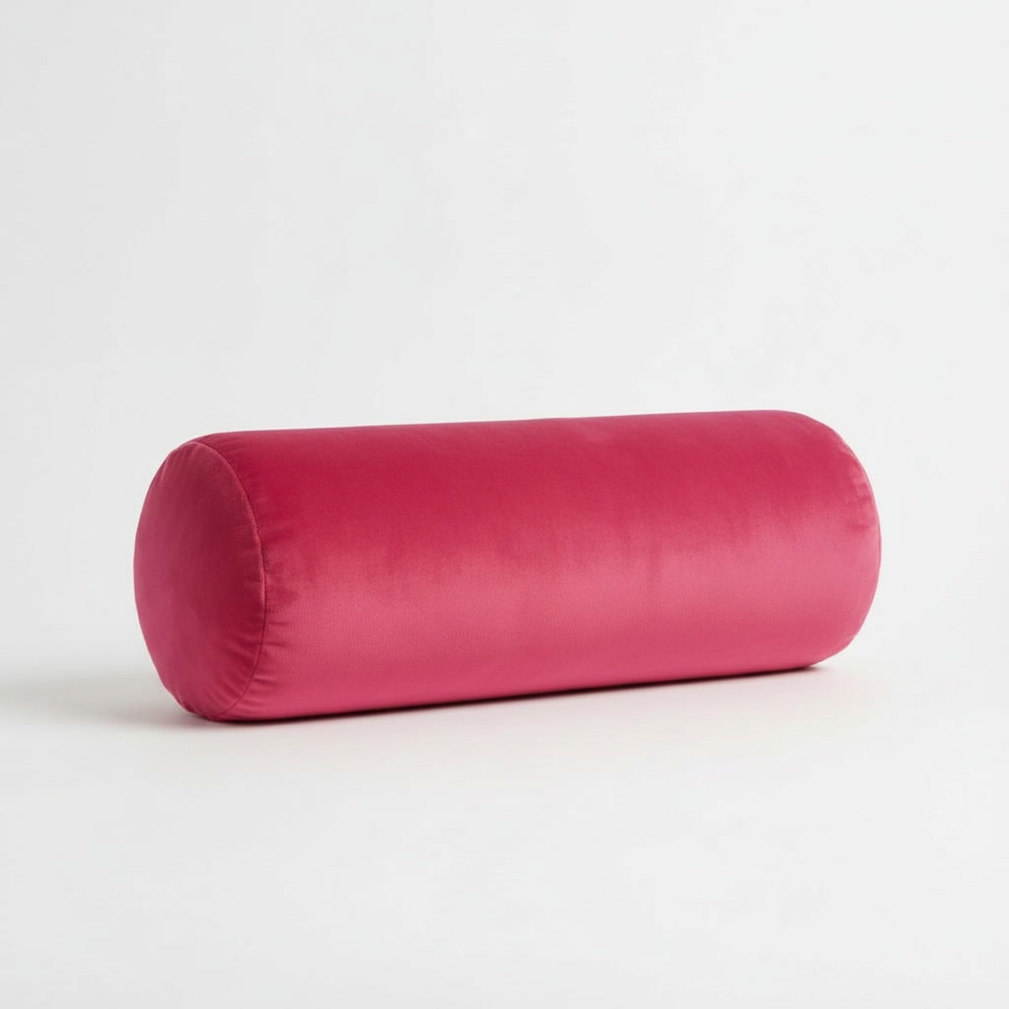Kosiproducts Round Bolster Cushion Lumbar Support Plush Velvet Pillow Neck Relaxing Soft Virgin Hollow Fibre Filling Roll [90cmx20cm, Hot Pink]