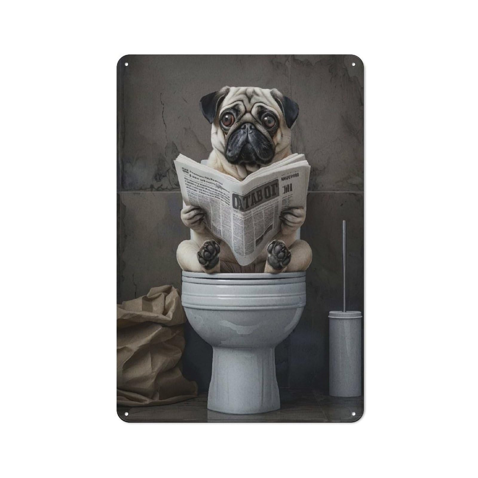 Junmoney Style-13 Vintage Metal Sign 30X20cm Featuring Pug Dog Funny Cute For Pub Or Café, Wall Decor For People Reorganising Pub And Café