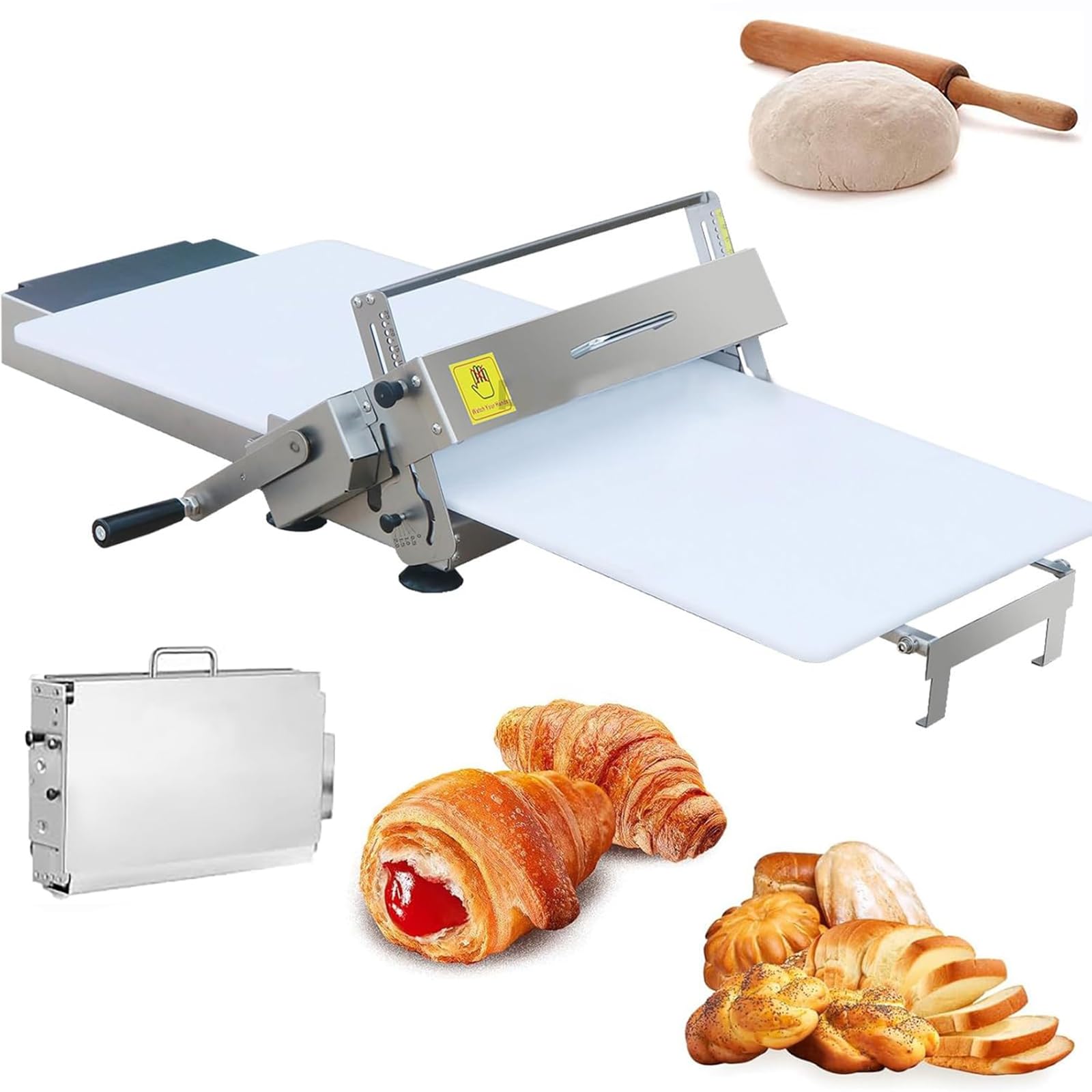 Przekrawarka do ciasta, składana, automatyczna, ze stali nierdzewnej, do użytku komercyjnego, idealna do pizzy i ciasta francuskiego