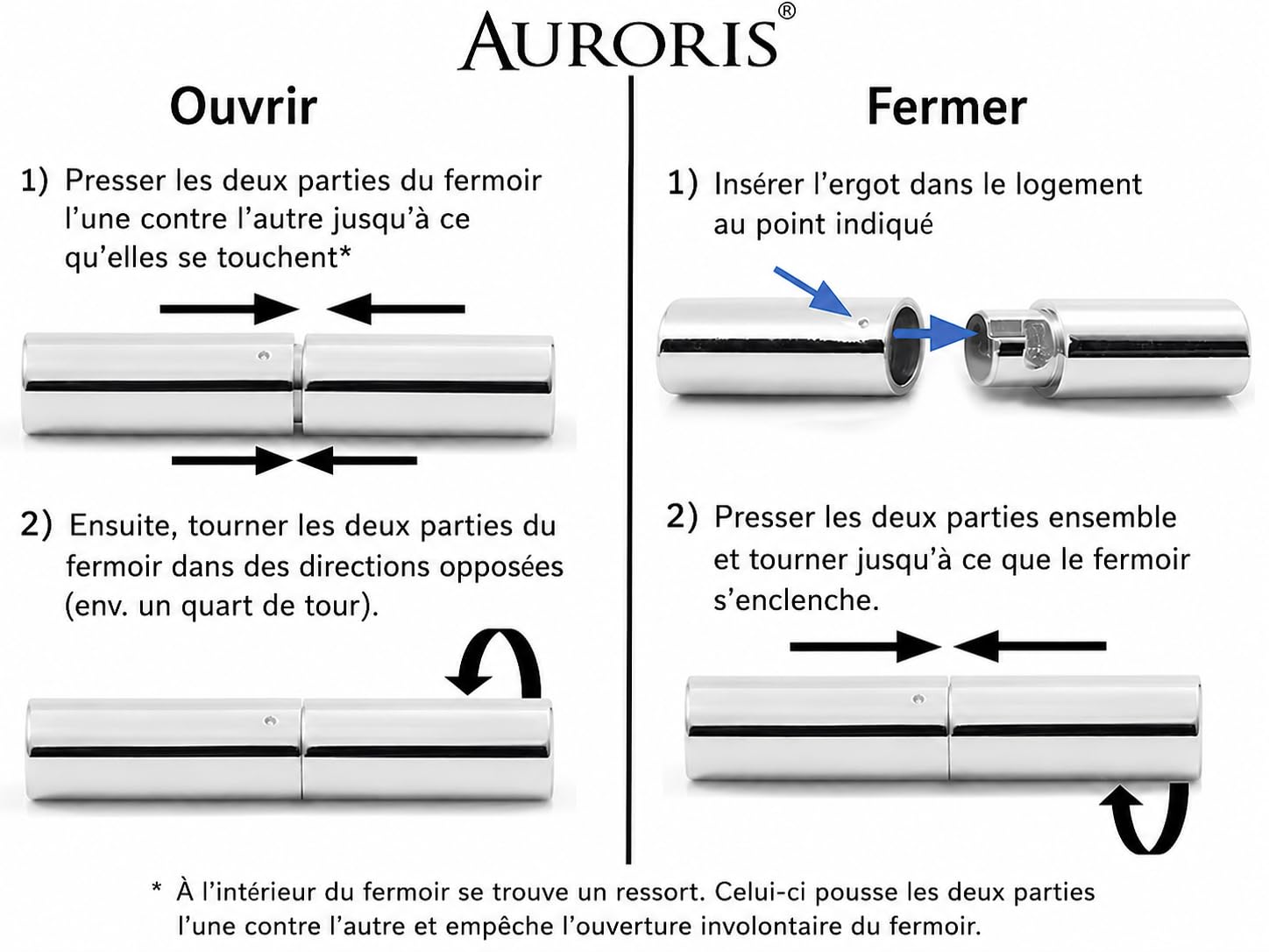 Auroris Chaîne en cuir véritable Noir Épaisseur 3 mm avec fermoir en acier inoxydable
