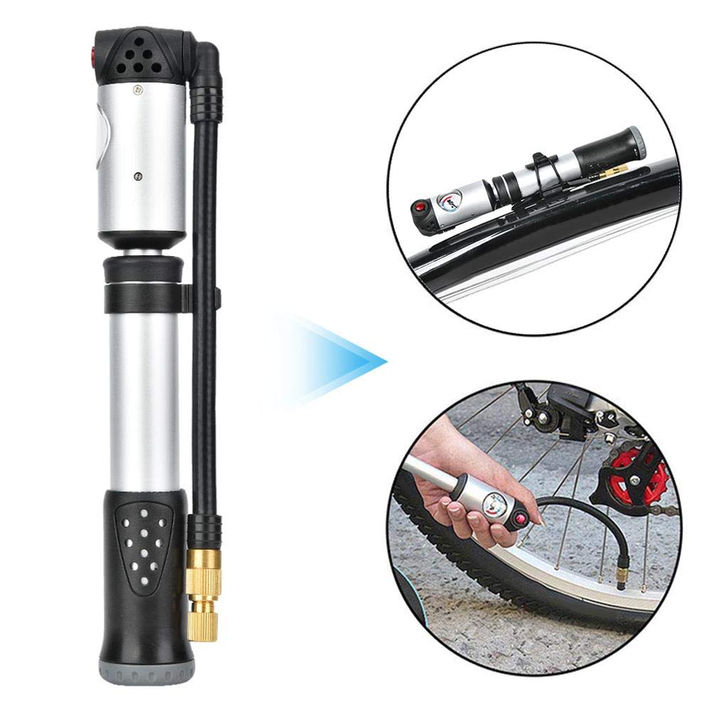 Duokon Pompa per Pneumatici per Bici, Pompa d'Aria Portatile in Lega di Alluminio per Bici 300 psi di Pressione per Schrader/Presta