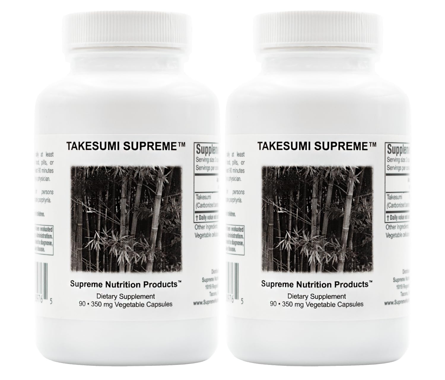 Supreme Nutrition Takesumi Supreme, 90 Pure Activated Bamboo Charcoal Vegetarian Capsules (Pack of 2)