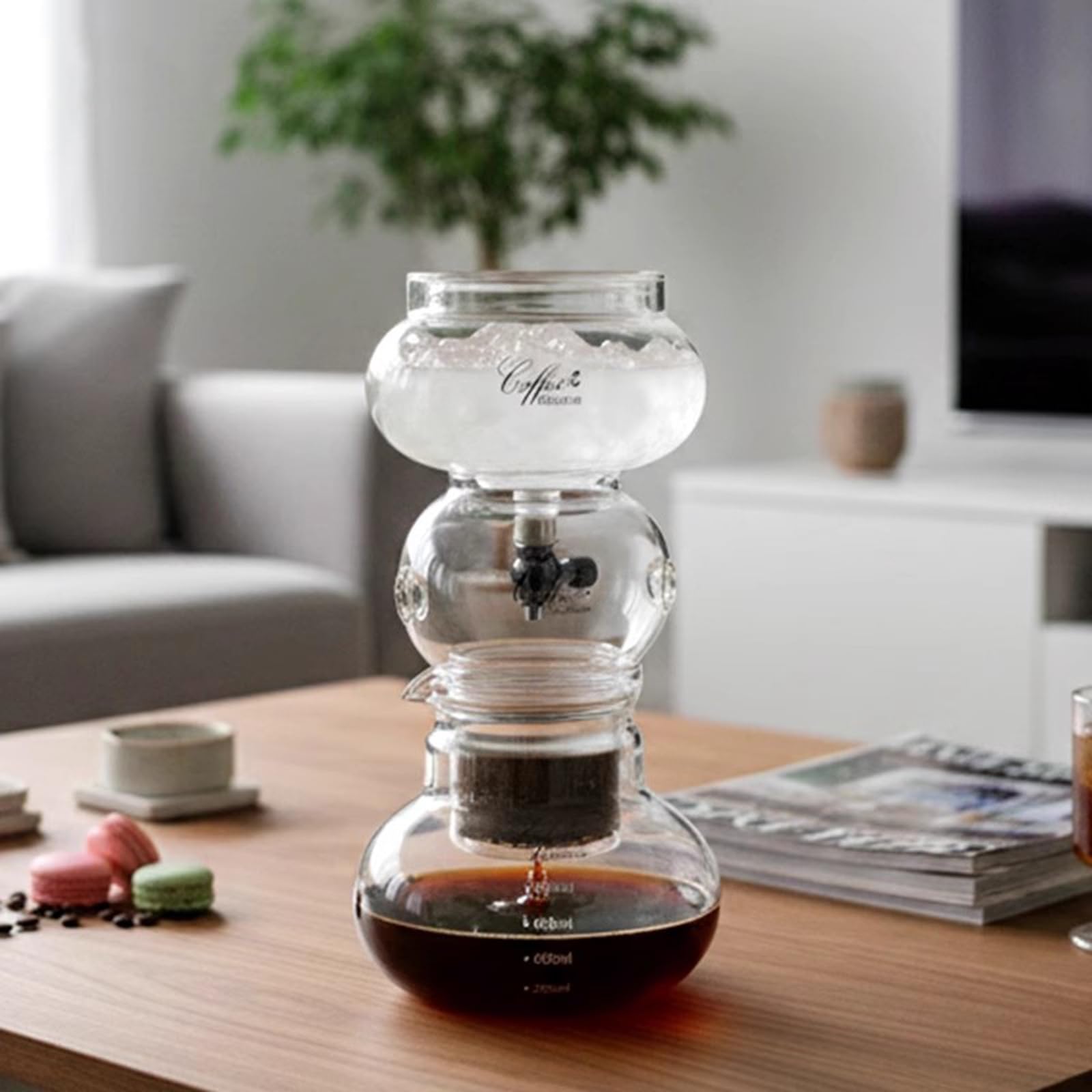 Ekspres do kawy Cold Brew, szklany garnek z kroplownikiem ze stali nierdzewnej, 800 ml sprawia, że 4-6 filiżanek do domowego biura