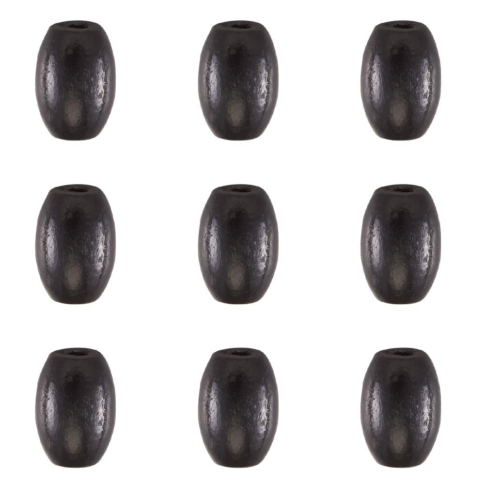 Bestewelry 200Pcs Wood Beads 12x8mm Dye Natural Oval Wooden Spacer Beads for Crafting, DIY Macrame Crafts Jewellery Making, Hole:3mm (Black)