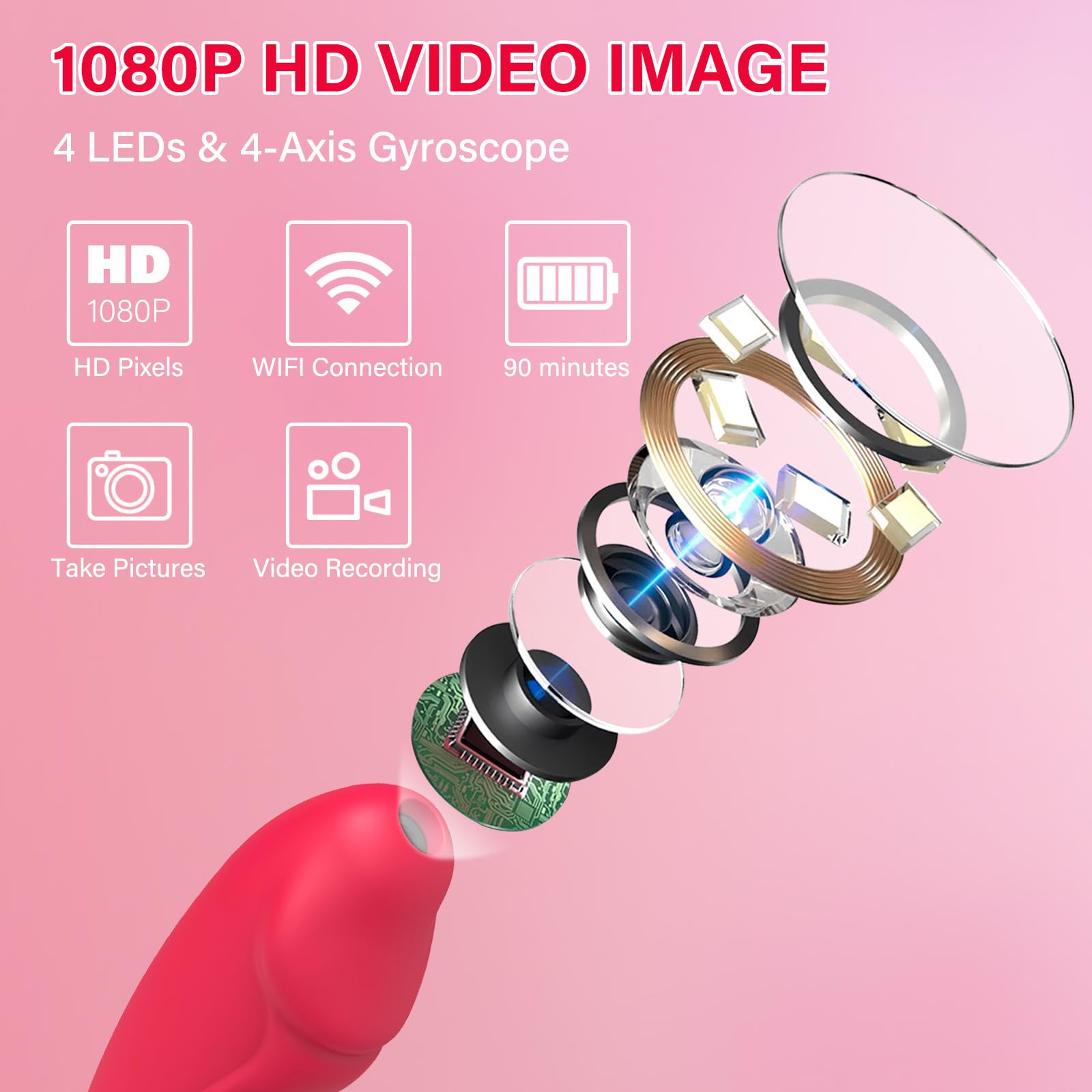 Sex Camera Sex Toy Vibration for Women WiFi Vibrator, Wireless Visual Adult Toys with Wireless HD Camera, Stimulation Clitoral Nipplea, Dildo Vibrator with 6 Vibrations for Pleasure & Body Explore