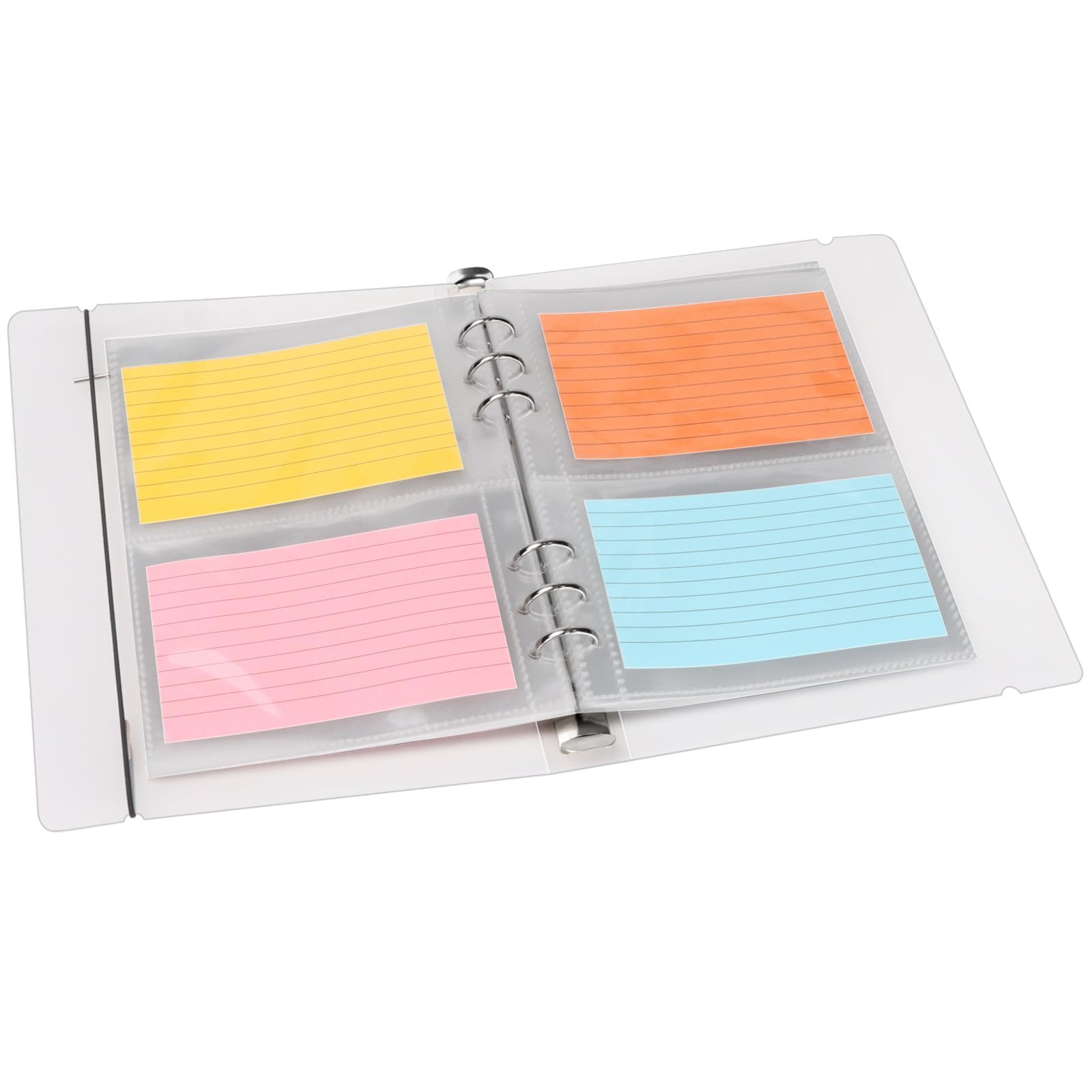 Bercoor 3 x 5 Index Card Holder, 120 Card Sleeves, Holds 240 Pieces Cards, Organizer Pouches Book Binder for Note, Study and Recipe ﻿