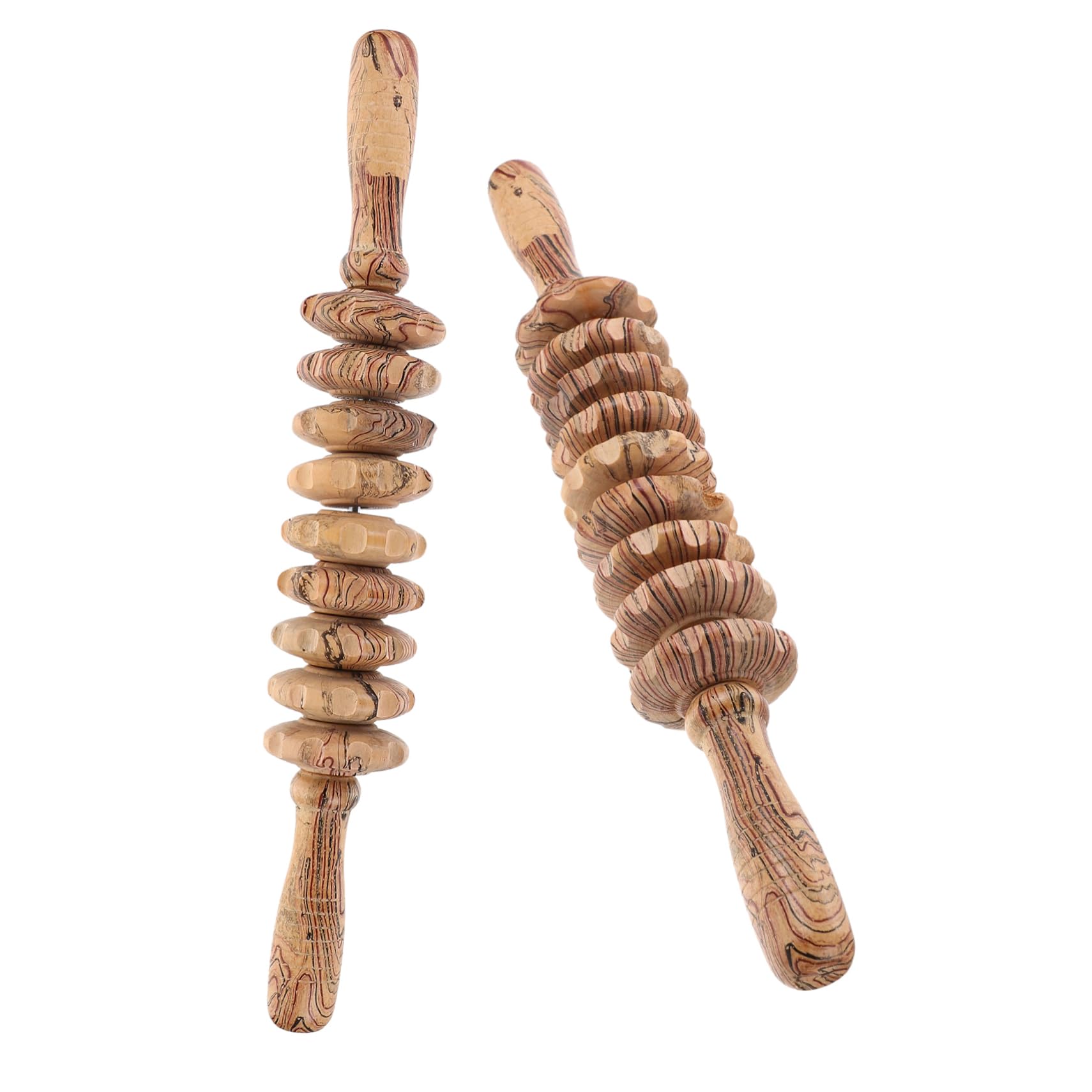 FRCOLOR 2pcs Wooden Massage Stick Wooden Massager Handheld Massager Belly Roller Massager Manual Wooden Roller Muscle Massager Multipurpose Massager Multifunction Scroll Wheel Roller Stick