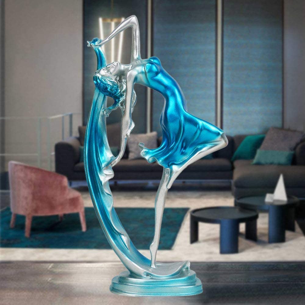 Figurki, statuetki, tancerka dziewczyna statuetka elegancka piękna figurka miniatury żywica rzemiosło do salonu sypialni regał biurko dekoracja domu, czerwono-niebieski