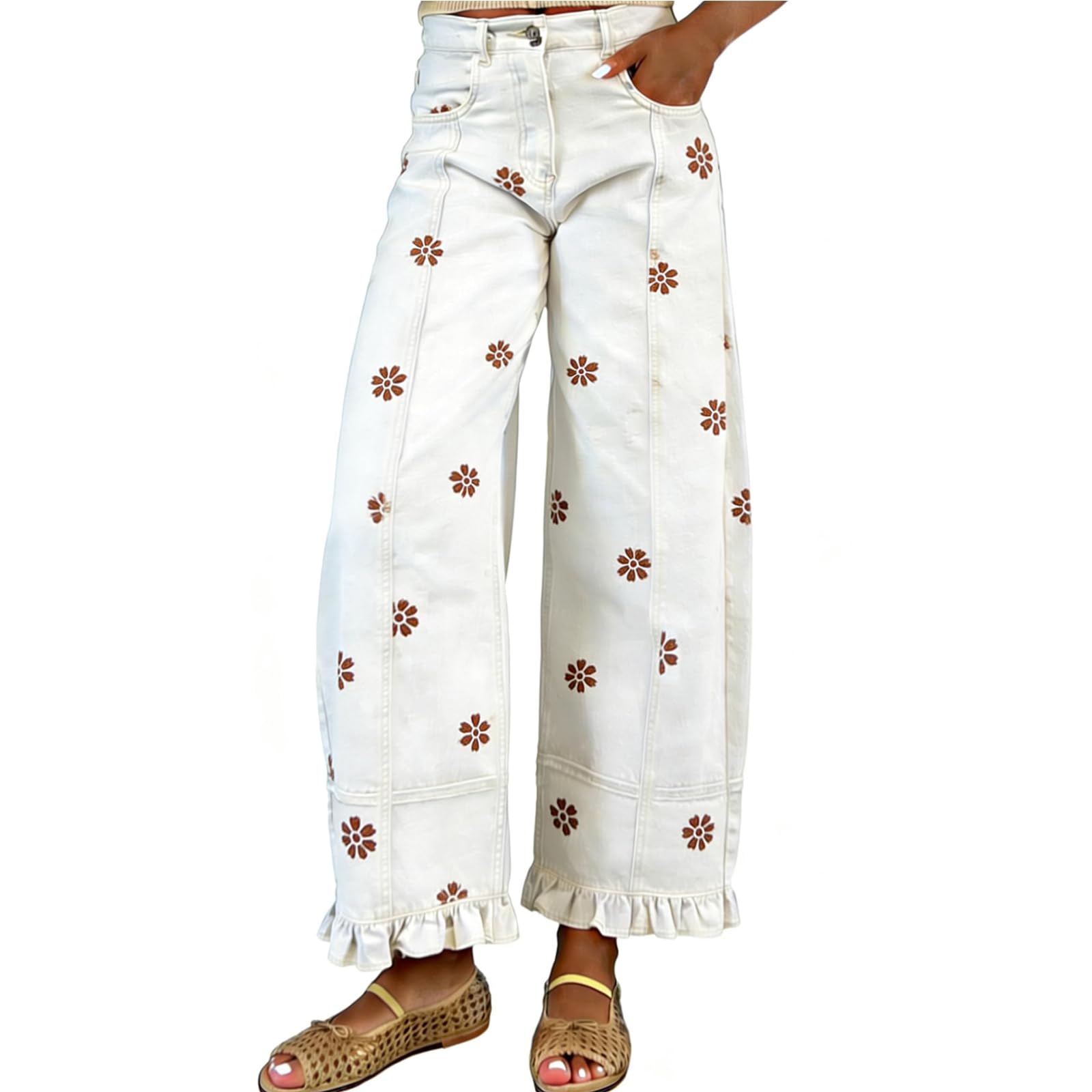Jeans Larghi Donna Elasticizzati Jeans Baggy Gamba Larga Leggeri Pantaloni Elasticizzati Curvy Larghi Wide Leg Pantaloni Denim Vita Alta Casual Con Tasche Comodi Pantalone Taglie Forti Eleganti Basic