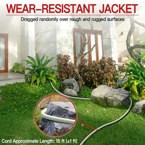 Image of Skrizcable 16 /3 50 FT Outdoor Extension Cord Waterproof, Weatherproof & Flame Retardant White 3 Prong Power Cord Outside for Lawn & Garden, 13 Amps 1625 Watts 125 VAC 16AWG SJTW, ETL Listed