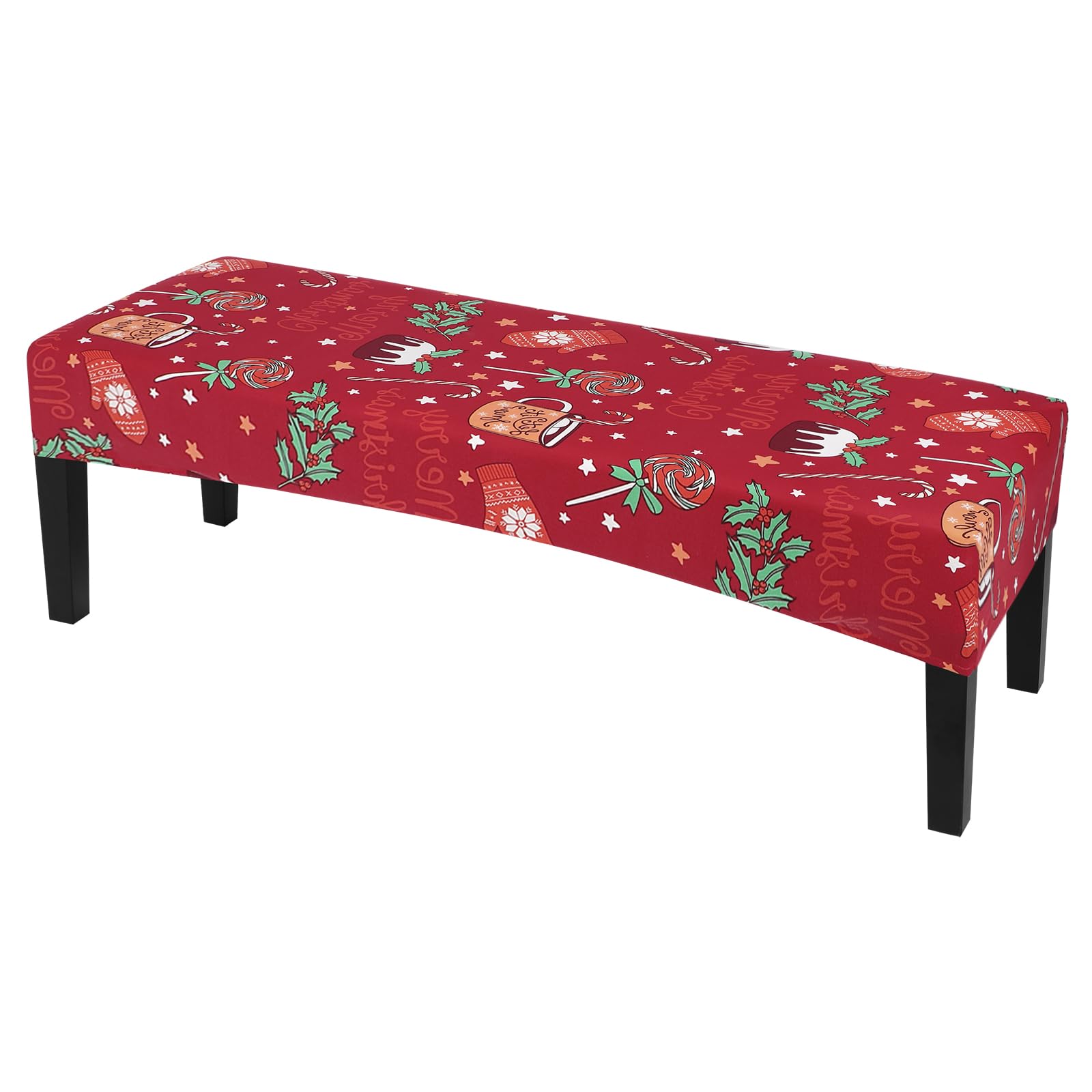 SearchI Christmas Dining Bench Cover, Stretch Washable Long Bench Seat Covers, Rectangle Dining Table Bench Slipover for Dining Room, Living Room, Kitchen(Foliage Pattern)
