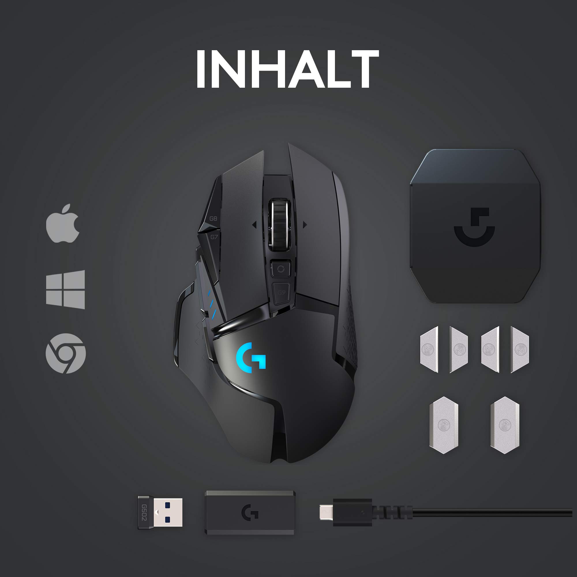 Logitech G502 LIGHTSPEED kabellose Gaming-Maus mit HERO 25K DPI Sensor