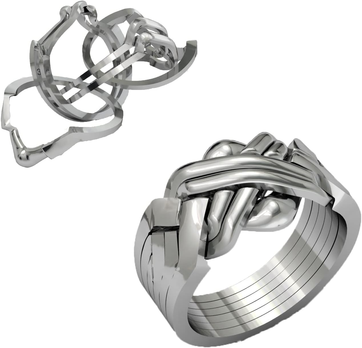 6 Band Puzzle ring 925 sterling Silver Braided Knott interlocking women men unique gift ring all size