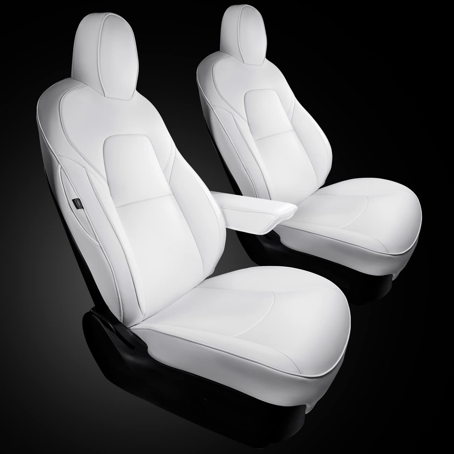 Photo 1 of Maysoo Tesla Model Y White Car Seat Covers for Tesla Model Y 2023 2022 2021 2020 Car Front Seat Cover Car Interior Cover All Weather Protection(White-Organosilicon,Model Y(Front Seat Kit)) model Y(front seat kit) White Organosilicon